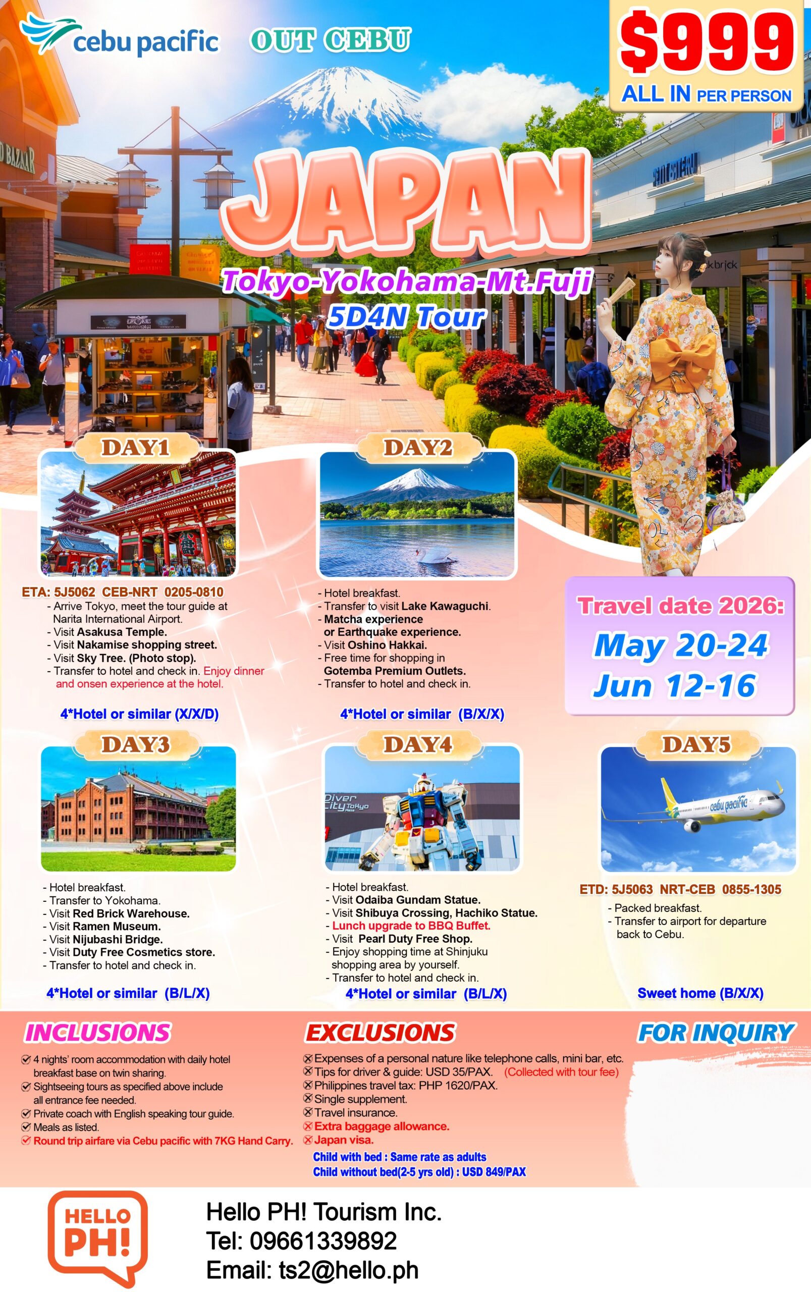 5D4N Tokyo out Cebu 2026 UT