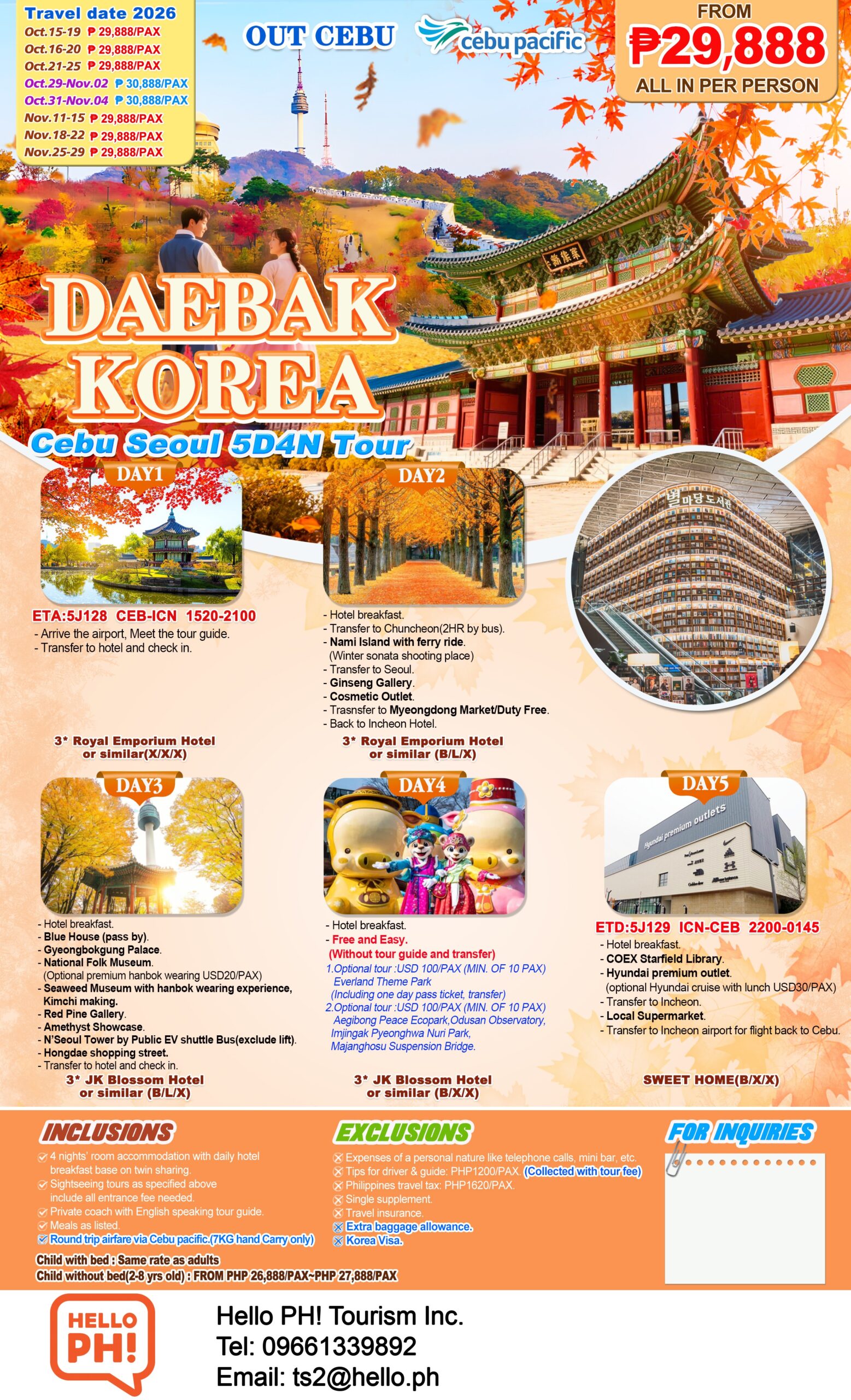 Korea out Cebu Autumn